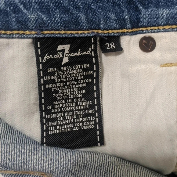 7 For All Mankind Distressed Denim Shorts, Color Blue Size 28 - Picture 13 of 13